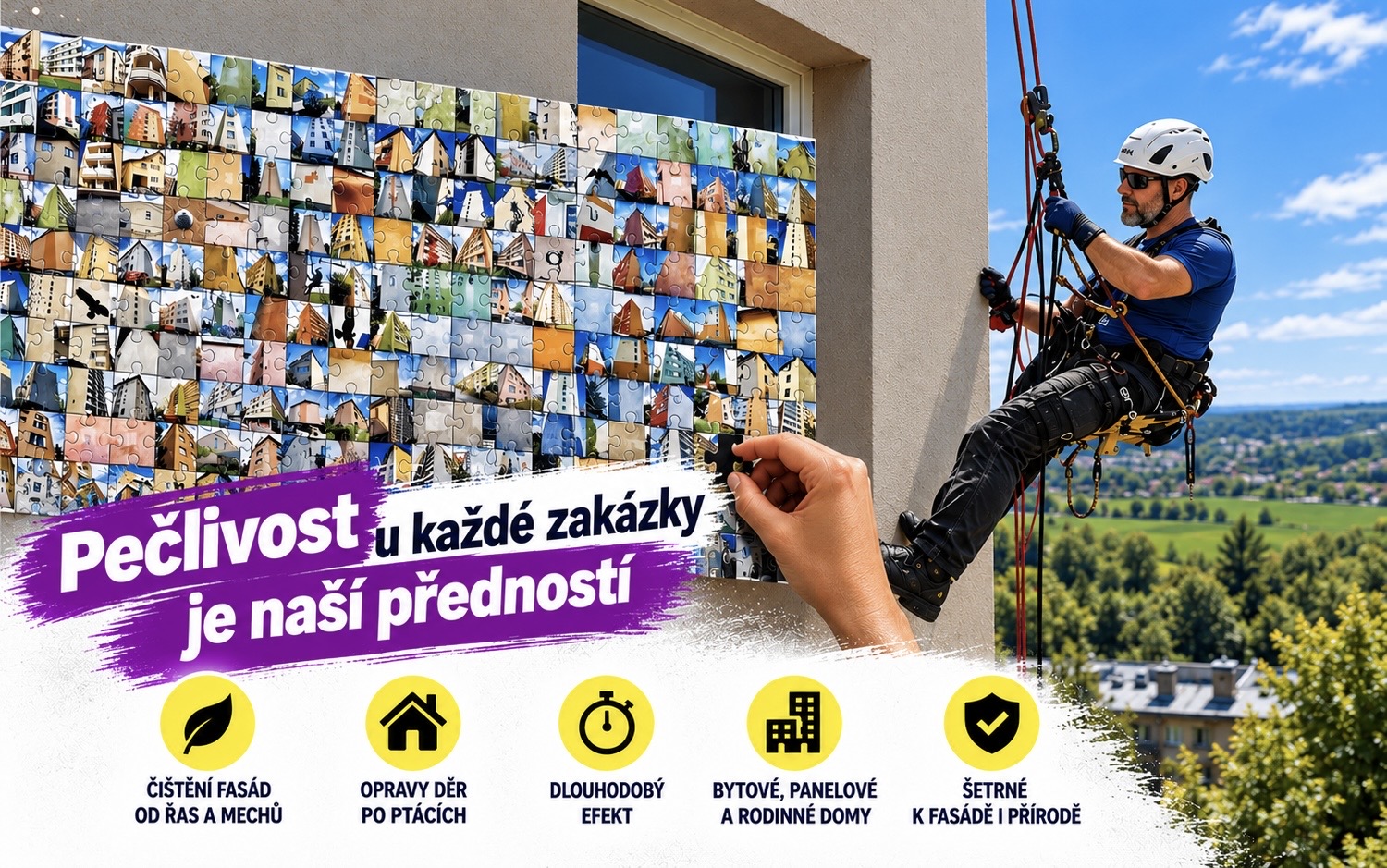 Řasy a mechy na fasádě